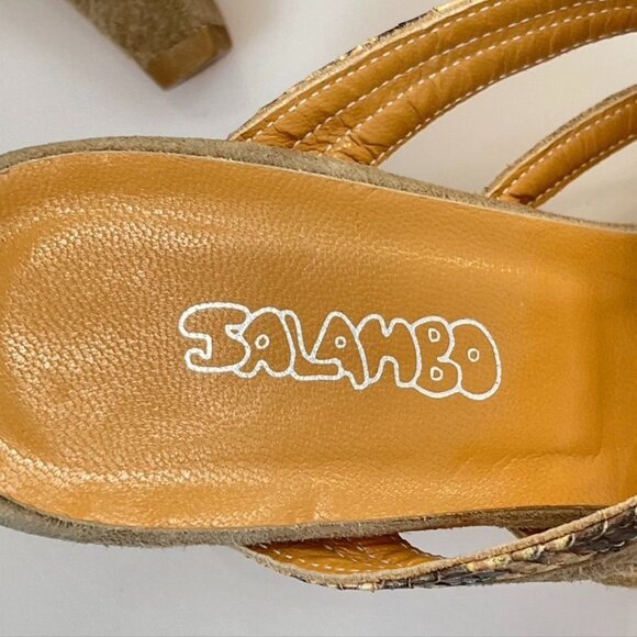 SALAMBO Shoes Mules Heel Sandals Suede w/ Snake Women's Size Eu 39 US 8.5 - Picture 8 of 10